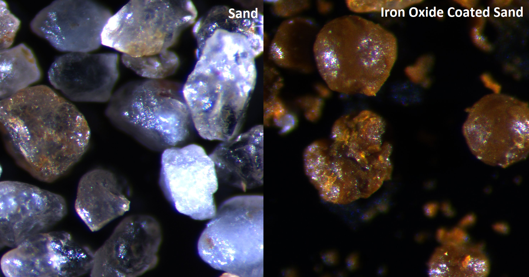 Iron-oxide coated sands created in the lab styles=